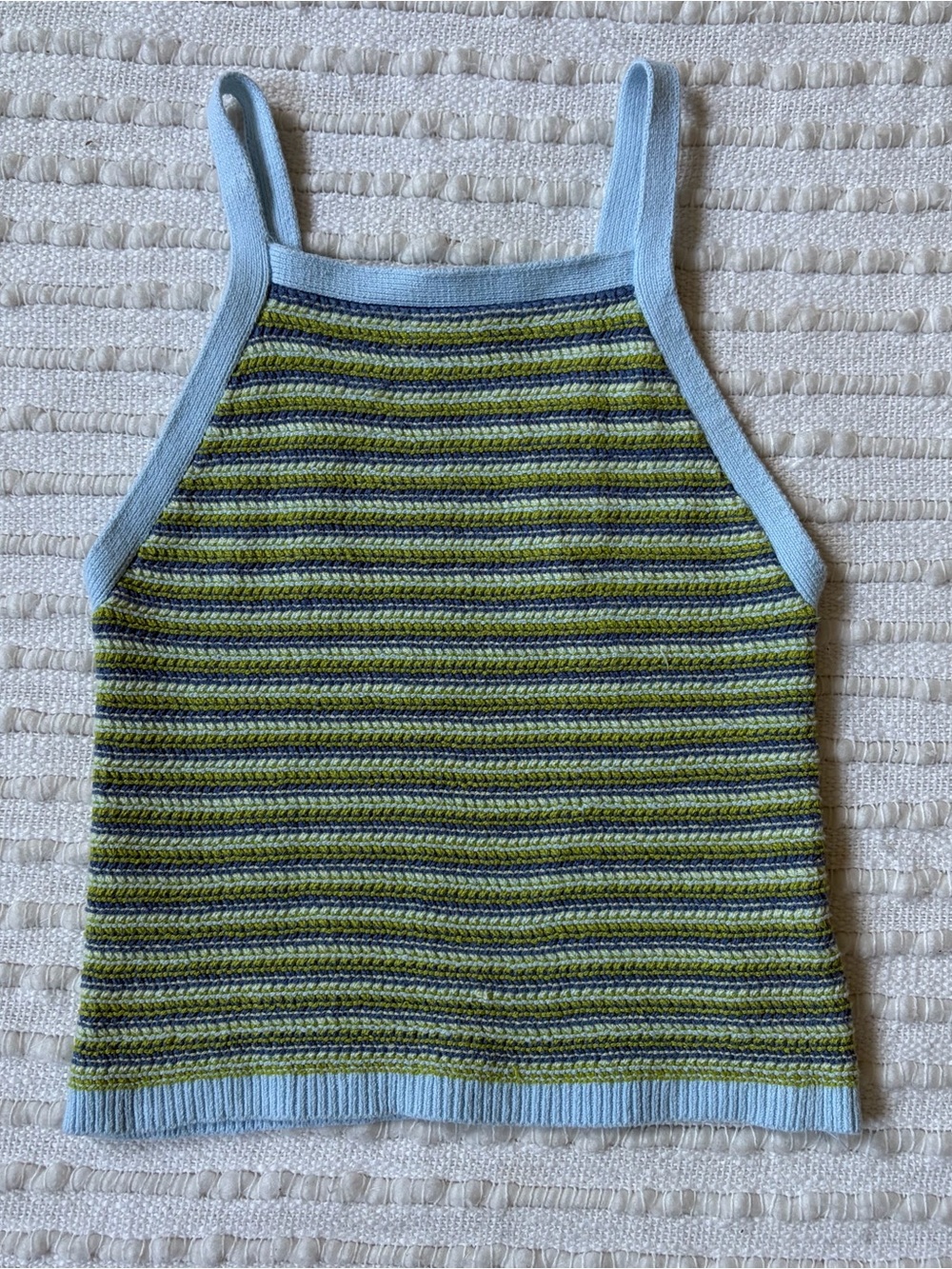 American Eagle AE Knit Striped Cotton High Neck Halter Tank Top Size Small